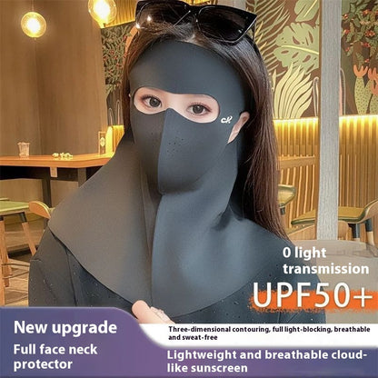Summer Ice Silk Full Face Seamless Neck And Forehead Integrated Sun Mask