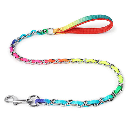 Ulysses Medium Small Dog Rainbow Dog Chain Teddy Golden Dog Leash Metal Dog Leash