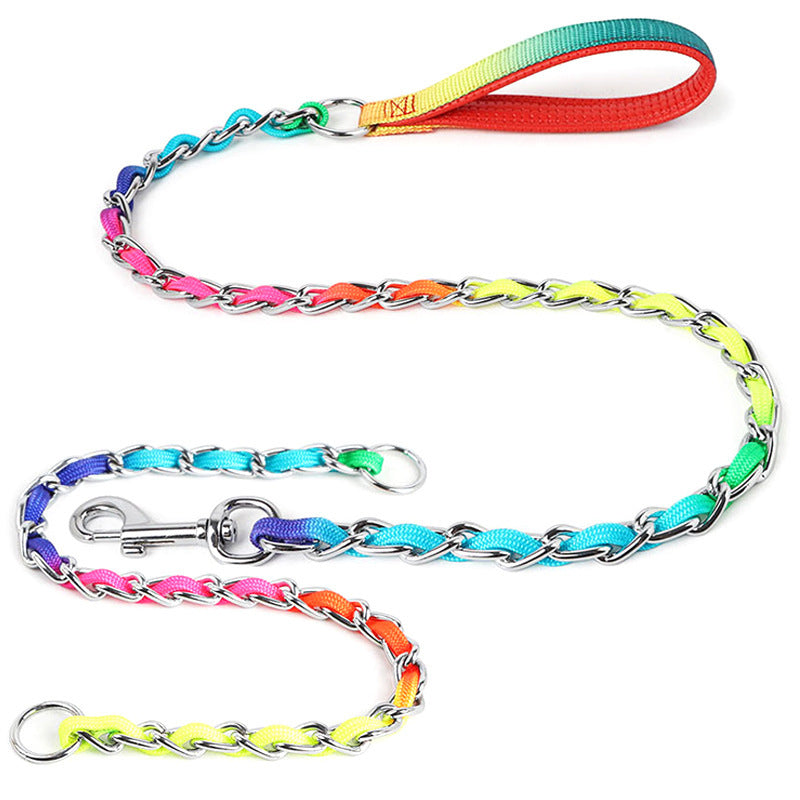 Ulysses Medium Small Dog Rainbow Dog Chain Teddy Golden Dog Leash Metal Dog Leash