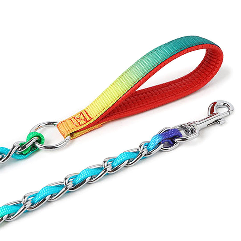 Ulysses Medium Small Dog Rainbow Dog Chain Teddy Golden Dog Leash Metal Dog Leash